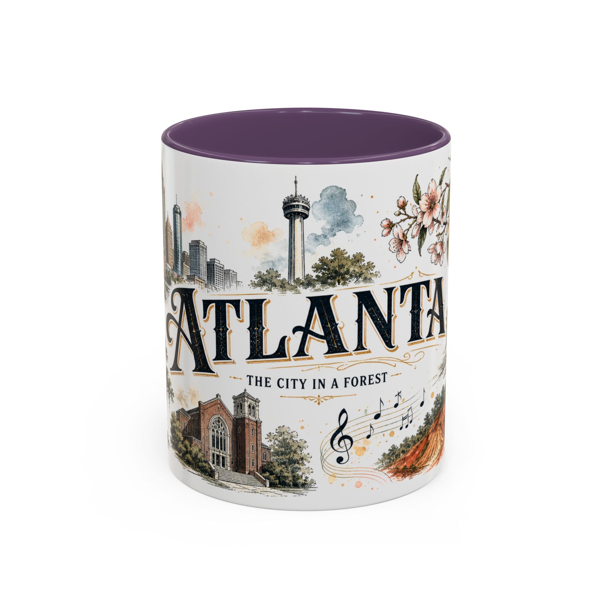 Atlanta Coffee Mug | United States Travel Souvenir | Vintage Illustrated City Gift | 11 oz 15 oz Accent Mug