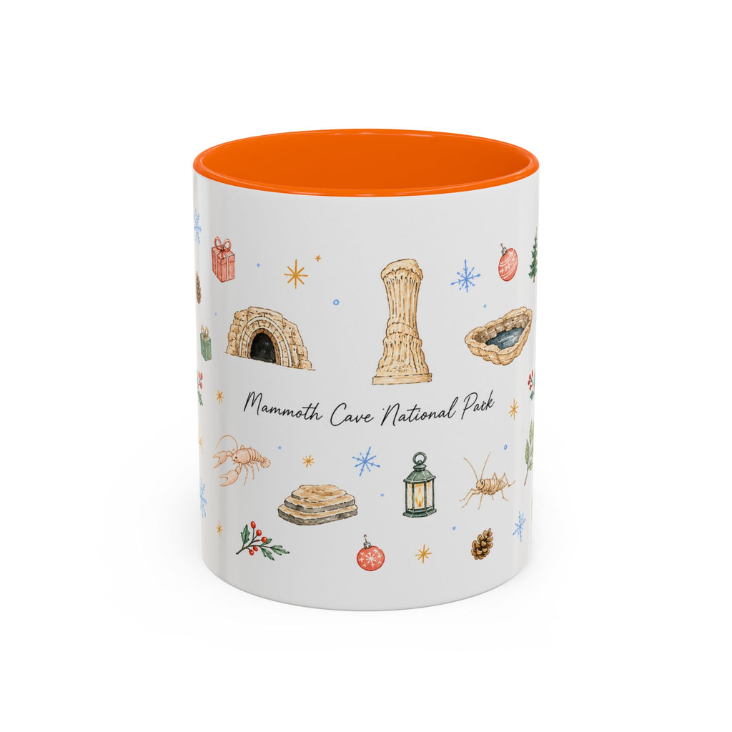 Mammoth Cave National Park Christmas Mug | Watercolor Travel Souvenir | Holiday Gift | Accent Ceramic Coffee Cup 11oz 15oz