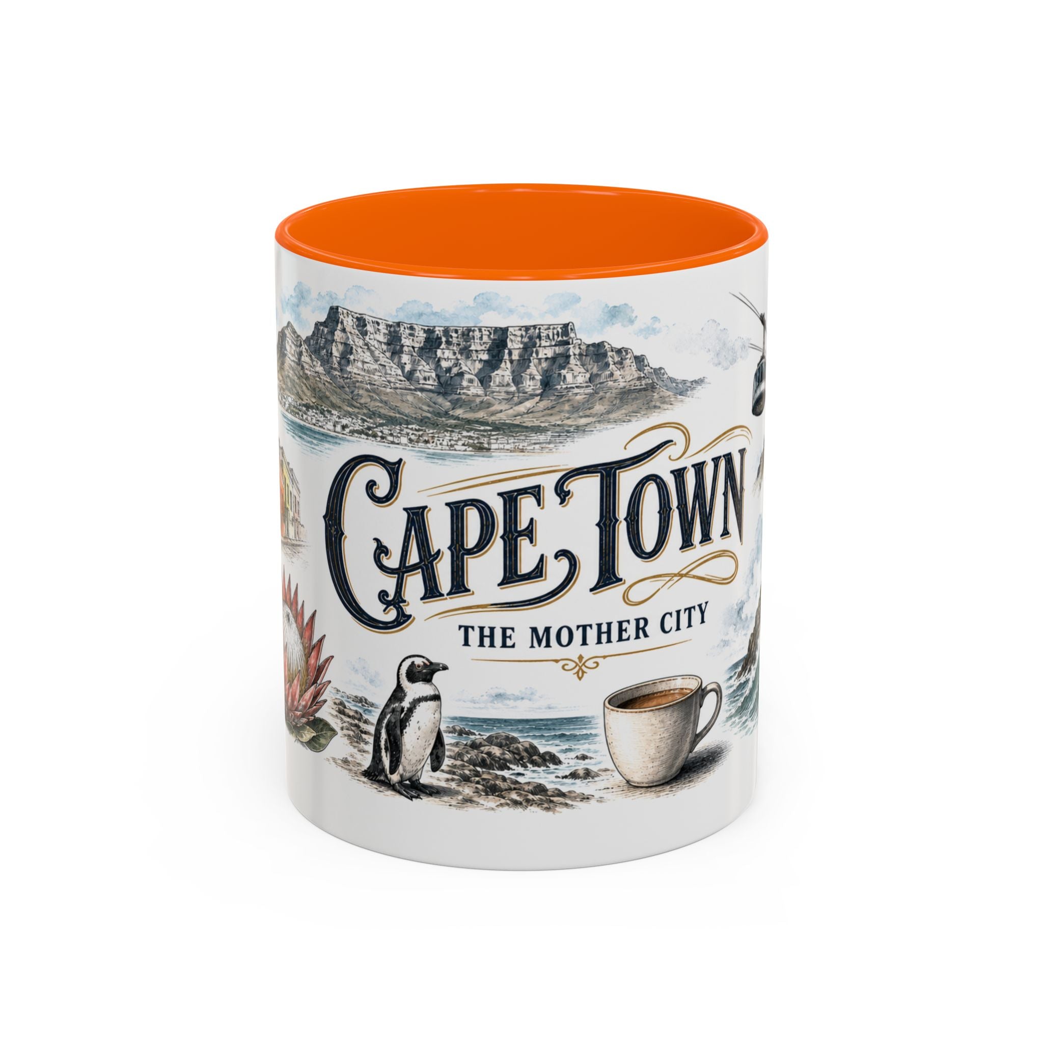 Cape Town Coffee Mug | South Africa Travel Souvenir | Vintage Illustrated City Gift | 11 oz 15 oz Accent Mug