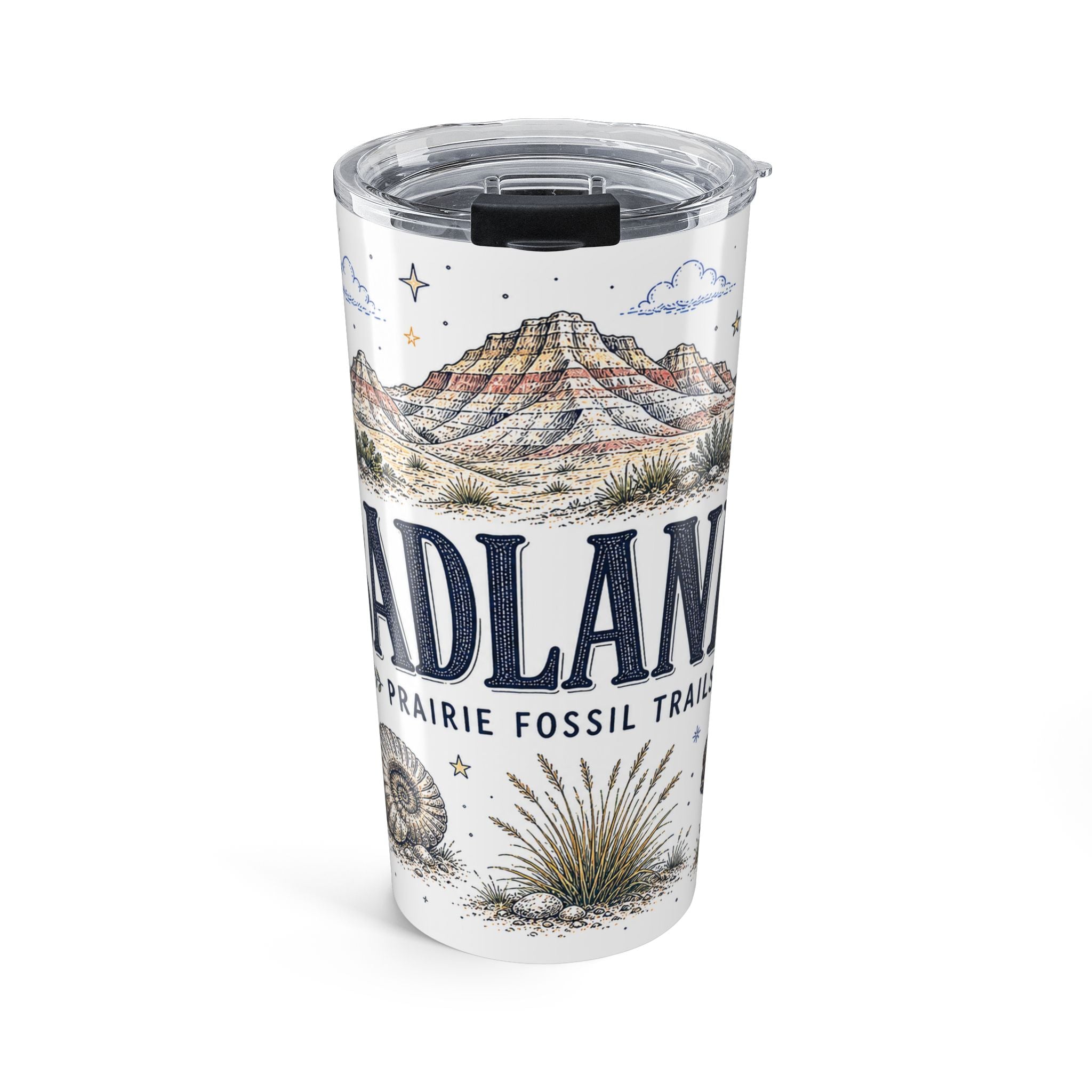 Badlands National Park 20oz Tumbler | South Dakota Prairie Fossil Hiking Gift | Insulated Stainless Steel Travel Cup