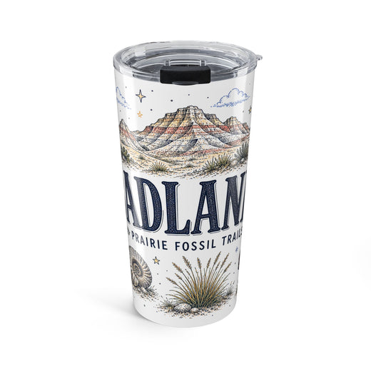 Badlands National Park 20oz Tumbler | South Dakota Prairie Fossil Hiking Gift | Insulated Stainless Steel Travel Cup