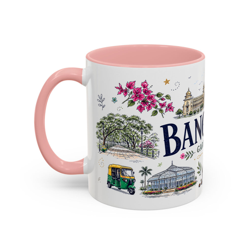 Bangalore Coffee Mug | India Souvenir Travel Gift | Accent Color Ceramic 11oz 15oz