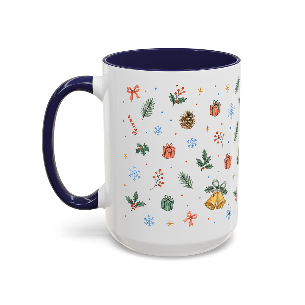 Christmas Candle Mug | Holly Wreath Watercolor Holiday Gift | Accent Cup 11oz 15oz