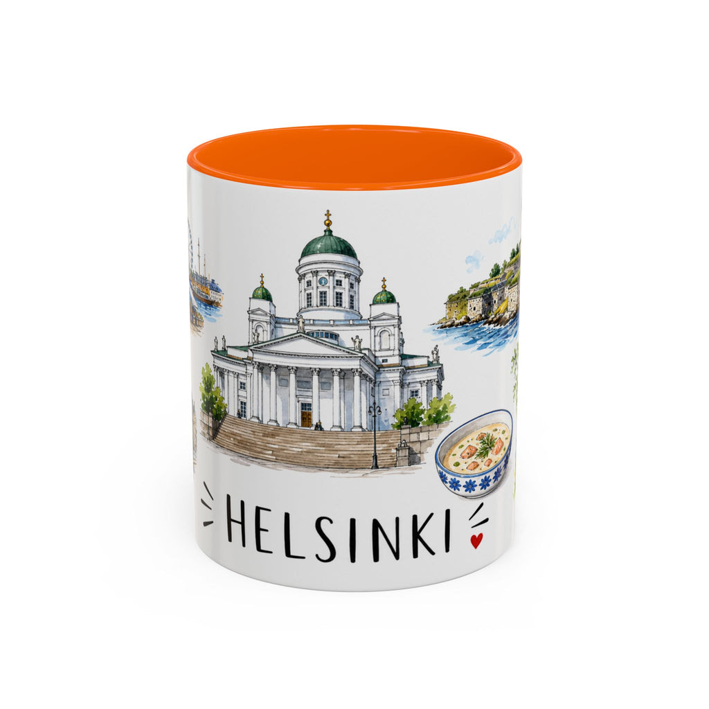 Helsinki Illustrated Travel Mug | City Souvenir Accent Coffee Mug | 11oz 15oz Ceramic Cup