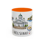Helsinki Illustrated Travel Mug | City Souvenir Accent Coffee Mug | 11oz 15oz Ceramic Cup