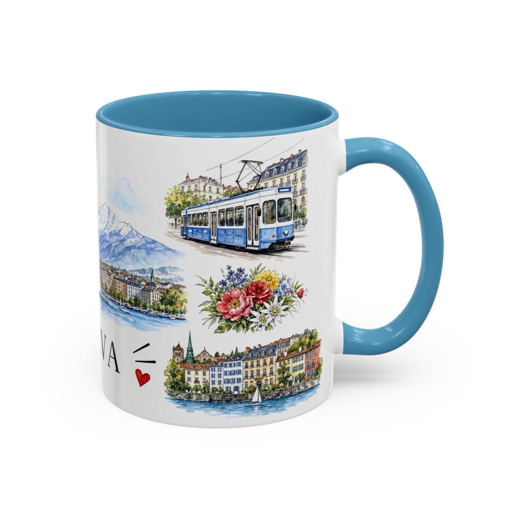 Geneva Illustrated Travel Mug | City Souvenir Accent Coffee Mug | 11oz 15oz Ceramic Cup