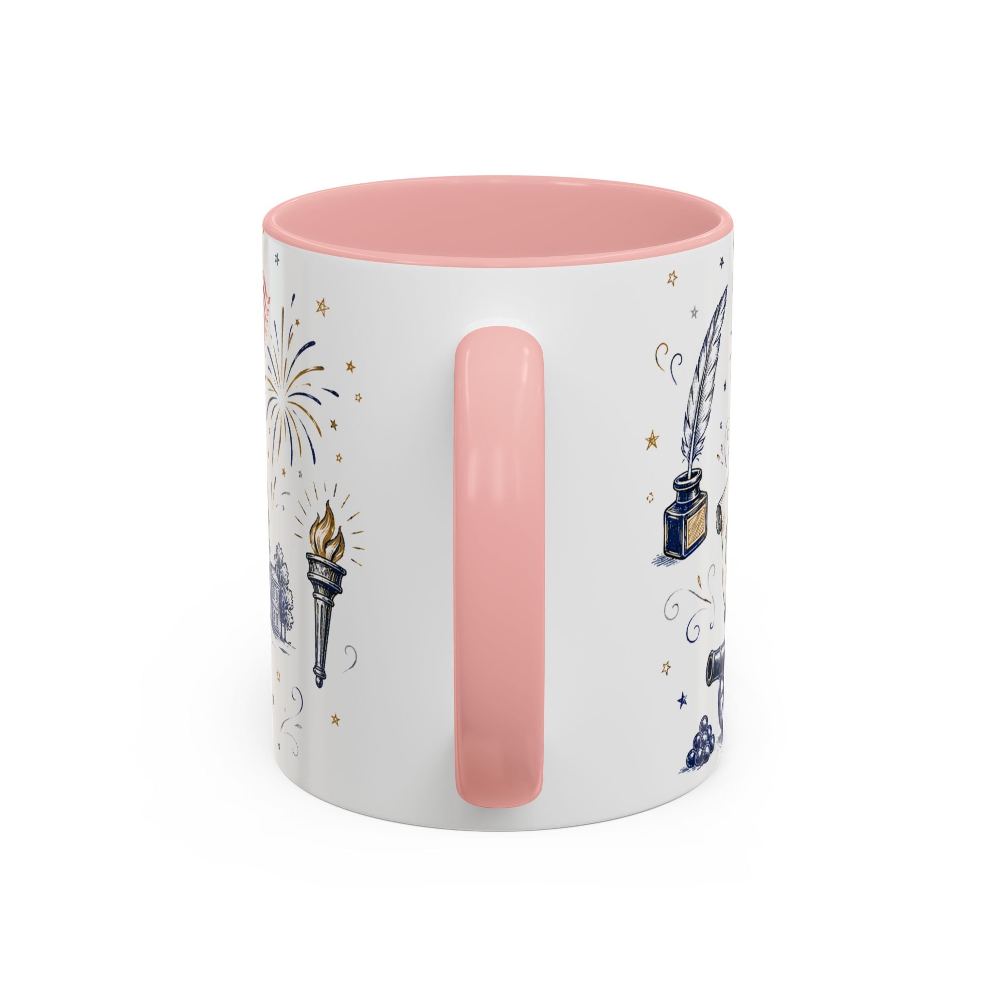America 250 Coffee Mug | 1776-2026 Patriotic 4th of July Gift | Accent Color Ceramic 11oz 15oz