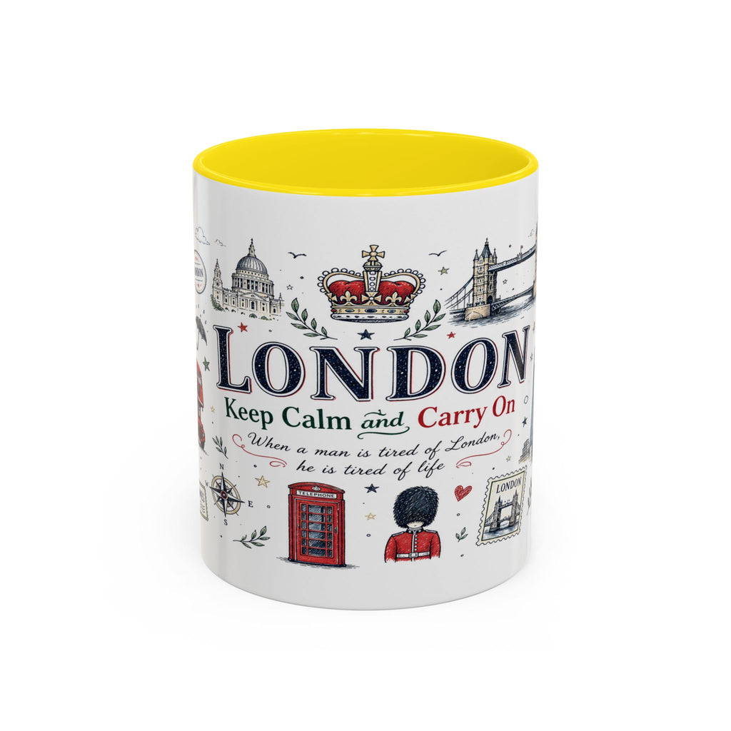 London Coffee Mug | England Souvenir Travel Gift | Accent Color Ceramic 11oz 15oz