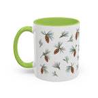 Maine White Pine Cone and Tassel Mug, State Flower Floral Coffee Cup, 11oz Botanical Gift