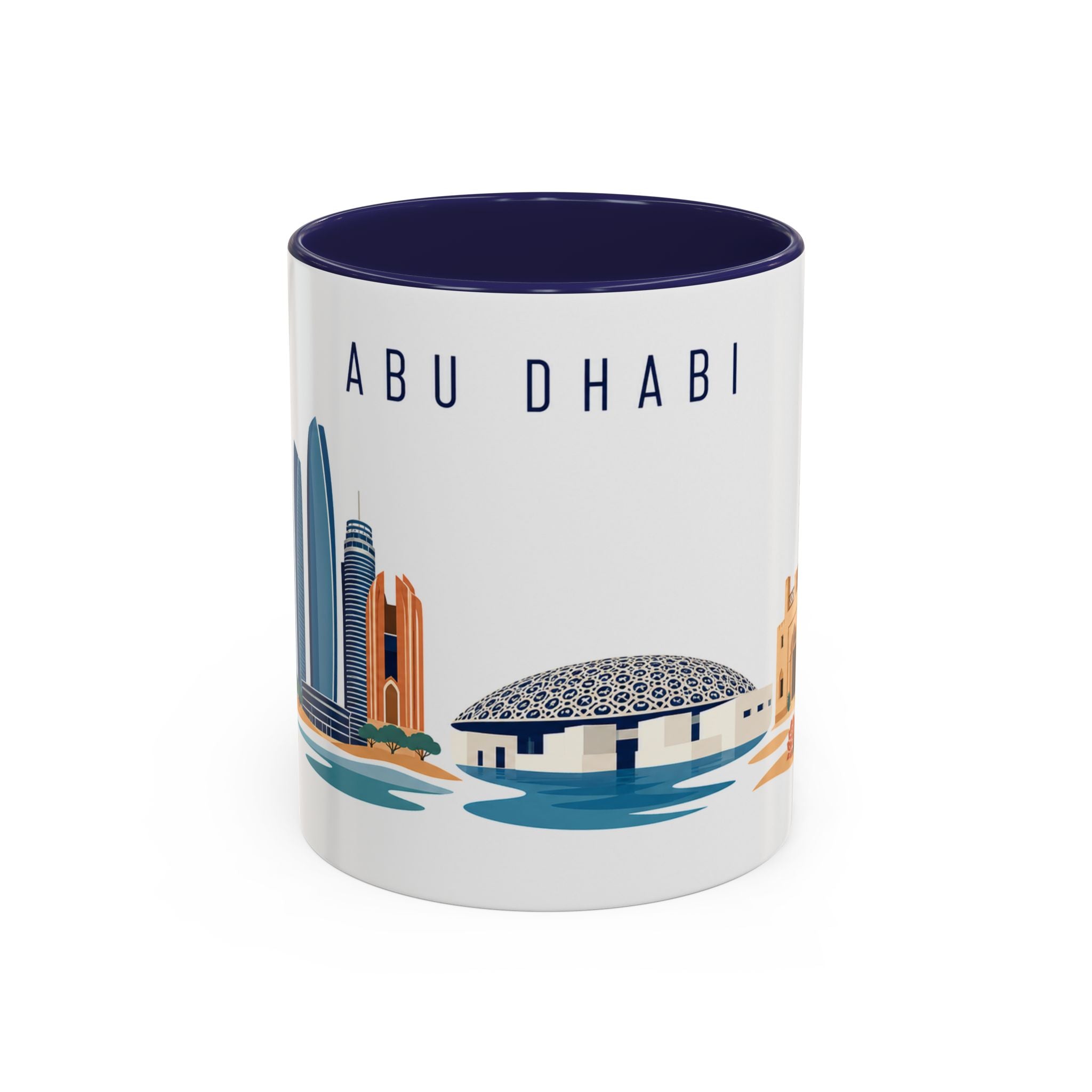Abu Dhabi Coffee Mug | United Arab Emirates Travel Souvenir | Porcelain Decal City Gift | 11oz 15oz Accent Mug