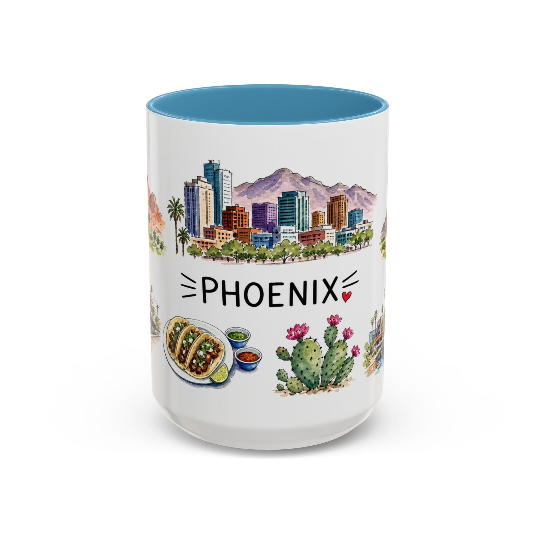 Phoenix Illustrated Travel Mug | City Souvenir Accent Coffee Mug | 11oz 15oz Ceramic Cup