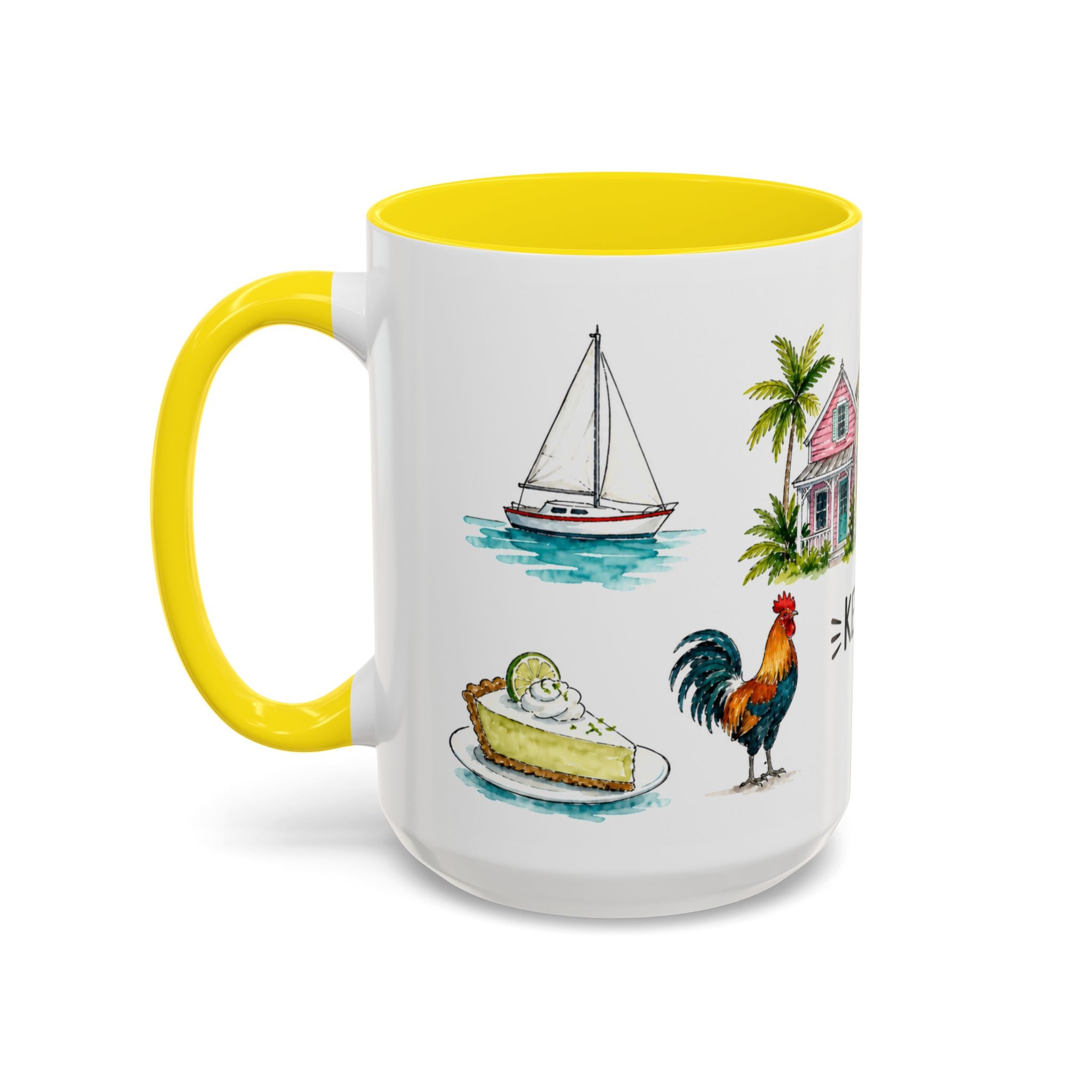 Key West Illustrated Travel Mug | City Souvenir Accent Coffee Mug | 11oz 15oz Ceramic Cup