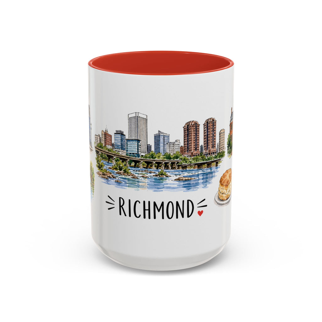 Richmond Illustrated Travel Mug | City Souvenir Accent Coffee Mug | 11oz 15oz Ceramic Cup
