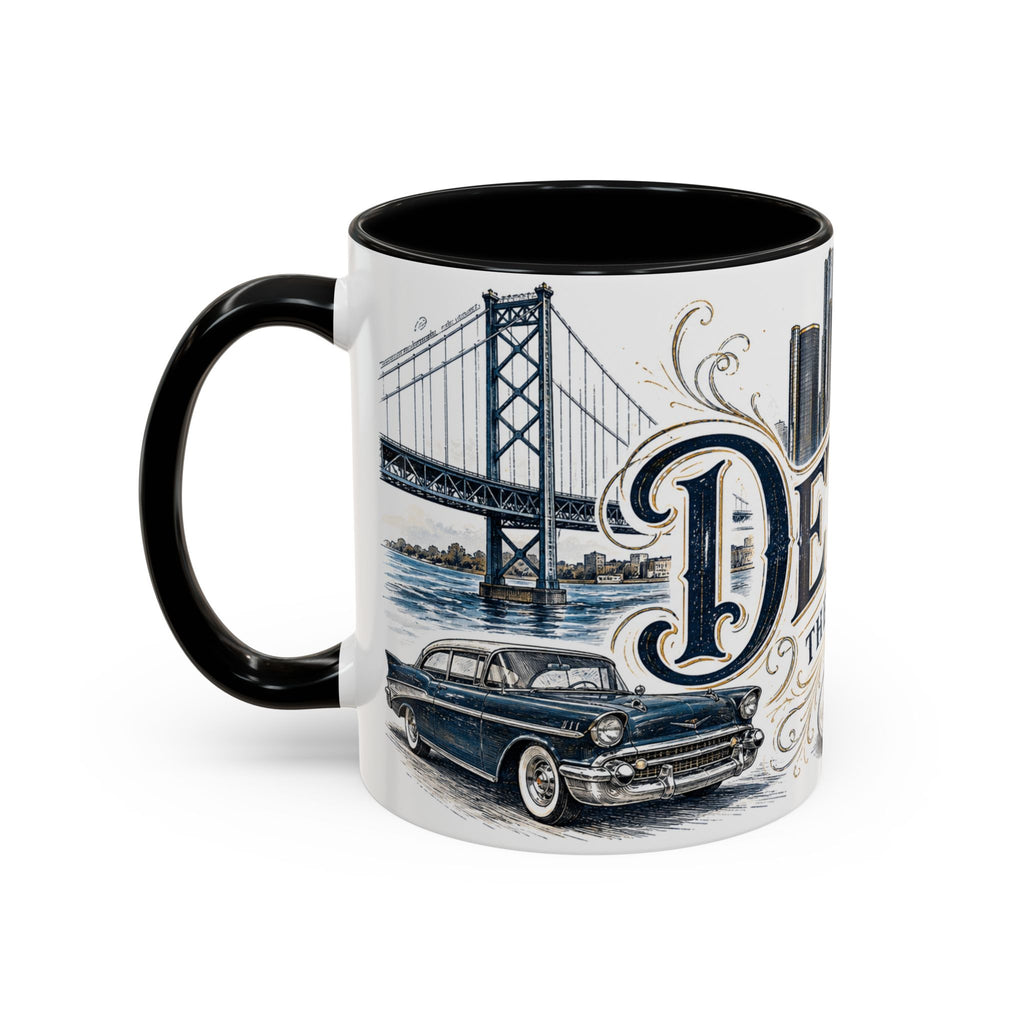 Detroit Coffee Mug | United States Travel Souvenir | Vintage Illustrated City Gift | 11 oz 15 oz Accent Mug