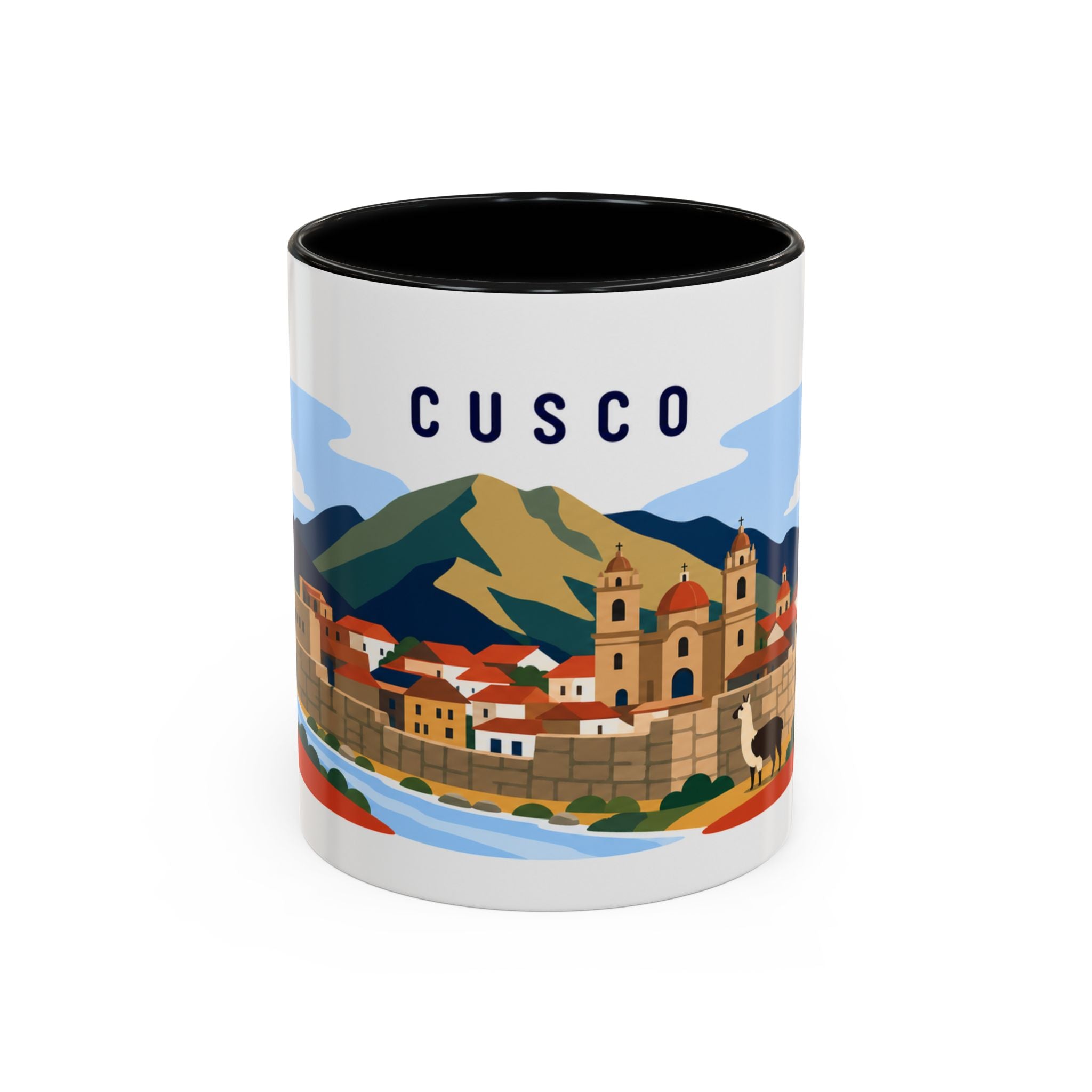 Cusco Coffee Mug | Travel Destination Souvenir Gift | Accent Color Ceramic 11oz 15oz