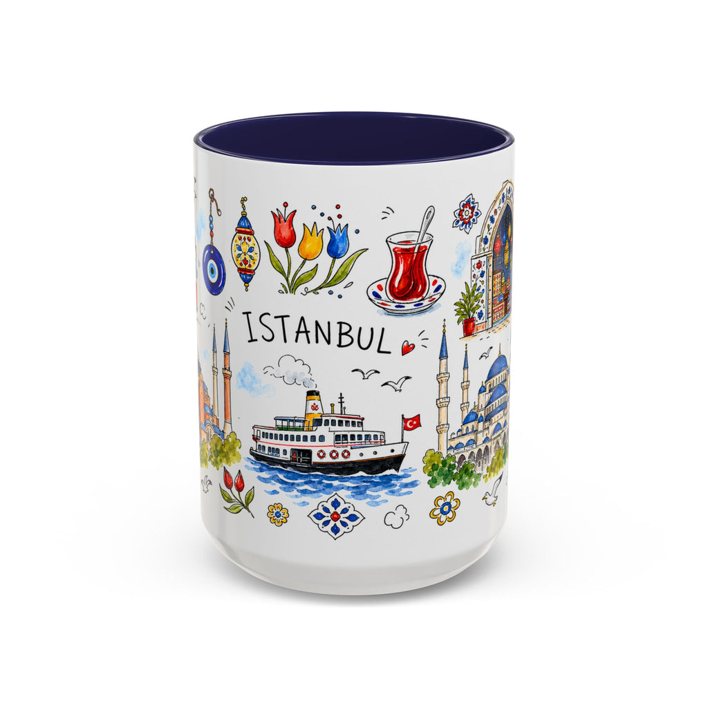 Istanbul Travel Mug | European City Souvenir Accent Coffee Mug | 11oz 15oz Ceramic Cup