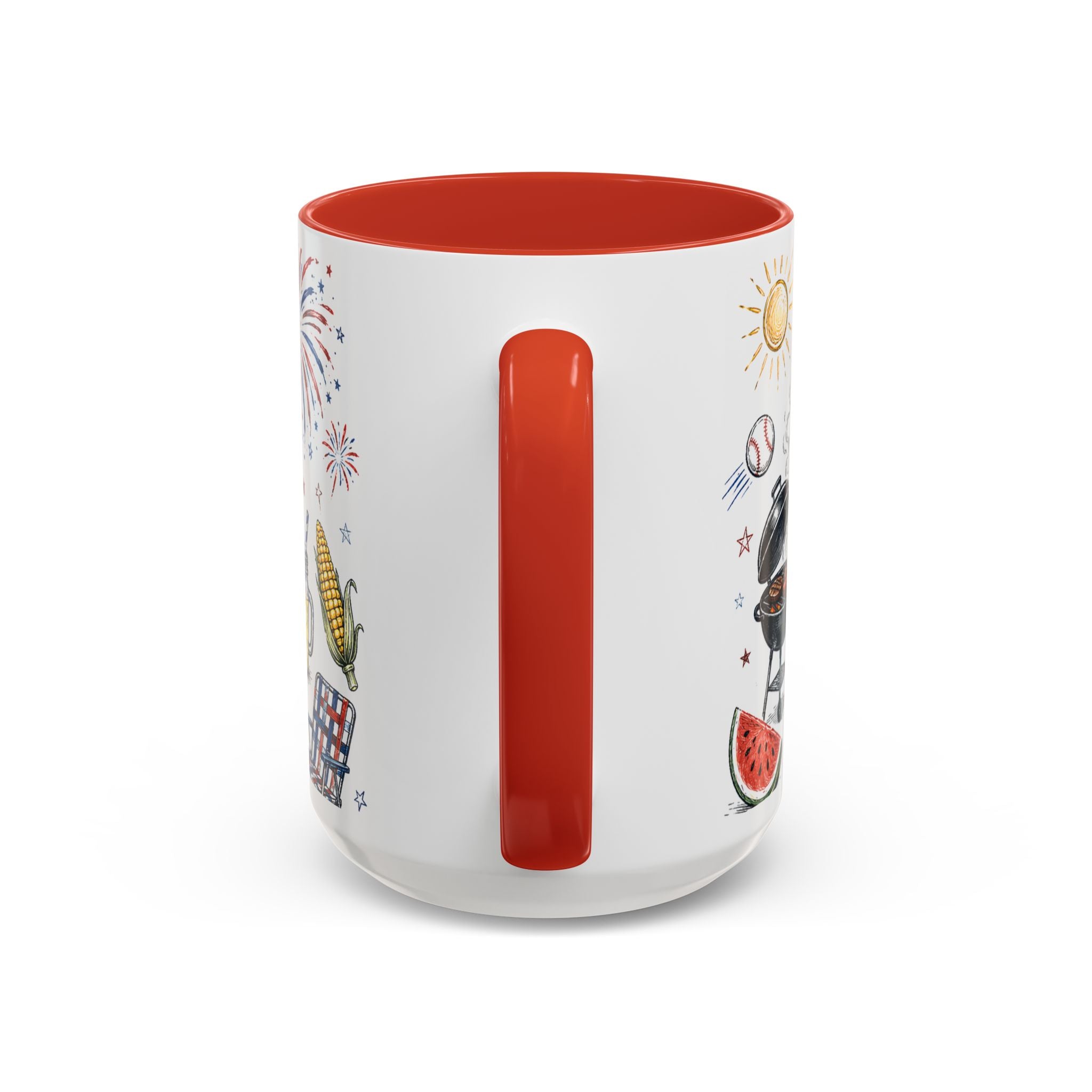Freedom Fest Coffee Mug | Grill Chill Fireworks 4th of July | Accent Color Ceramic 11oz 15oz