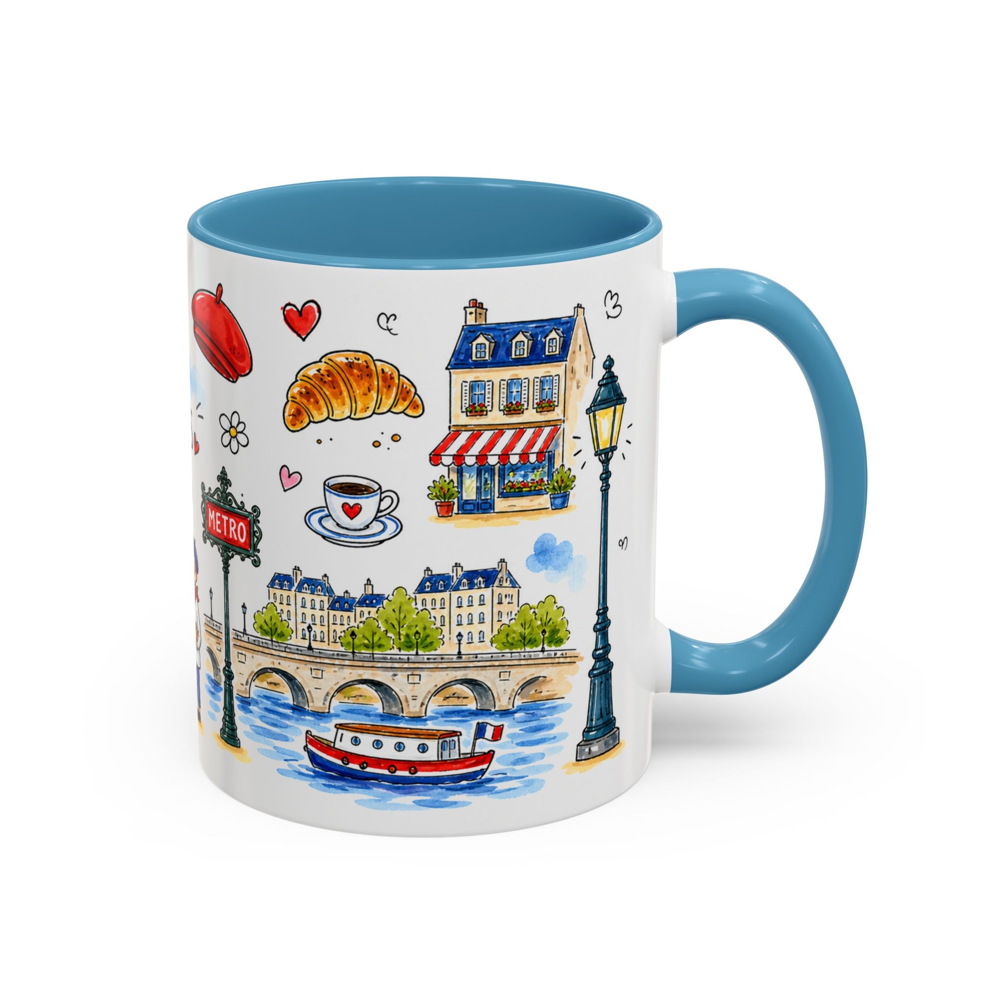 Paris Travel Mug | European City Souvenir Accent Coffee Mug | 11oz 15oz Ceramic Cup