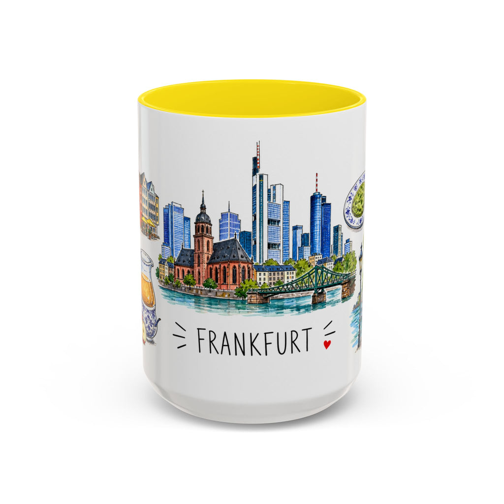 Frankfurt Illustrated Travel Mug | City Souvenir Accent Coffee Mug | 11oz 15oz Ceramic Cup