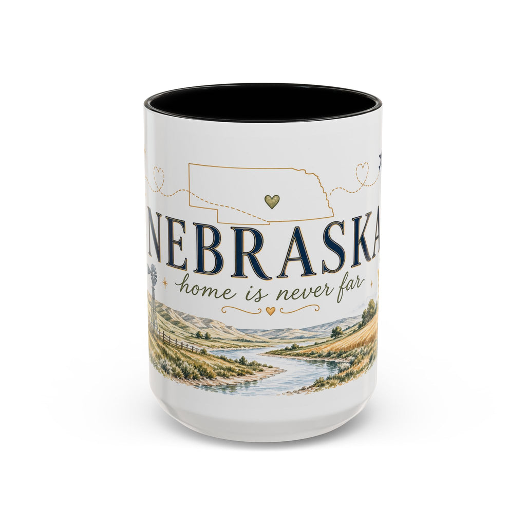 Nebraska State Mug | Moving Away, Long Distance Friendship Gift | Botanical Landscape Accent Mug