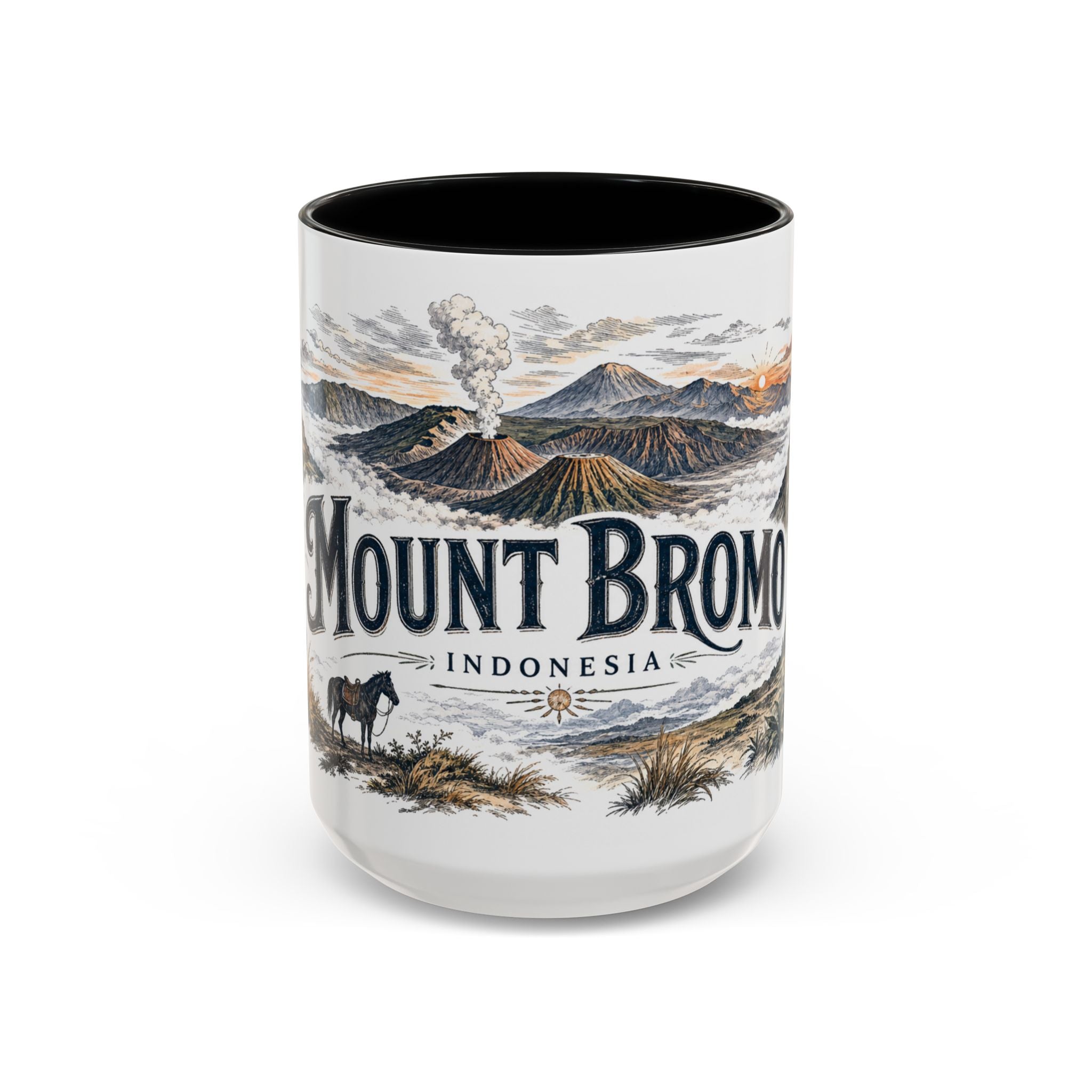 Mount Bromo Mug, Indonesia Travel Souvenir, Bucket List Gift, Accent Ceramic Coffee Mug 11oz 15oz