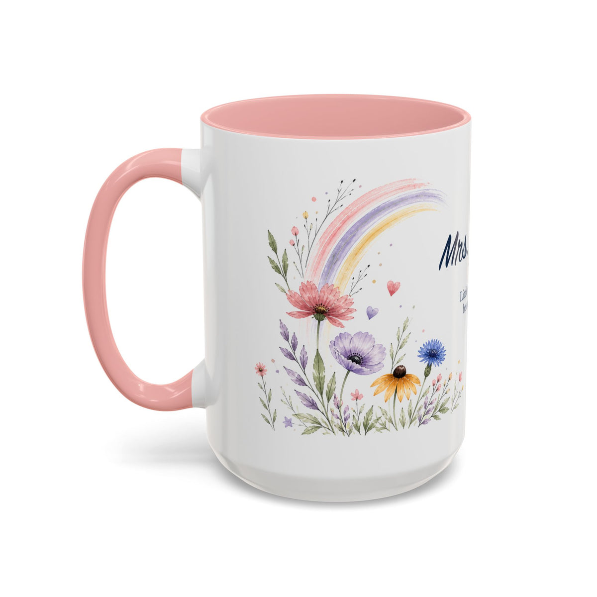 Personalized Kindergarten Teacher Mug | Custom Name Wildflower Rainbow Cup | Back to School Gift