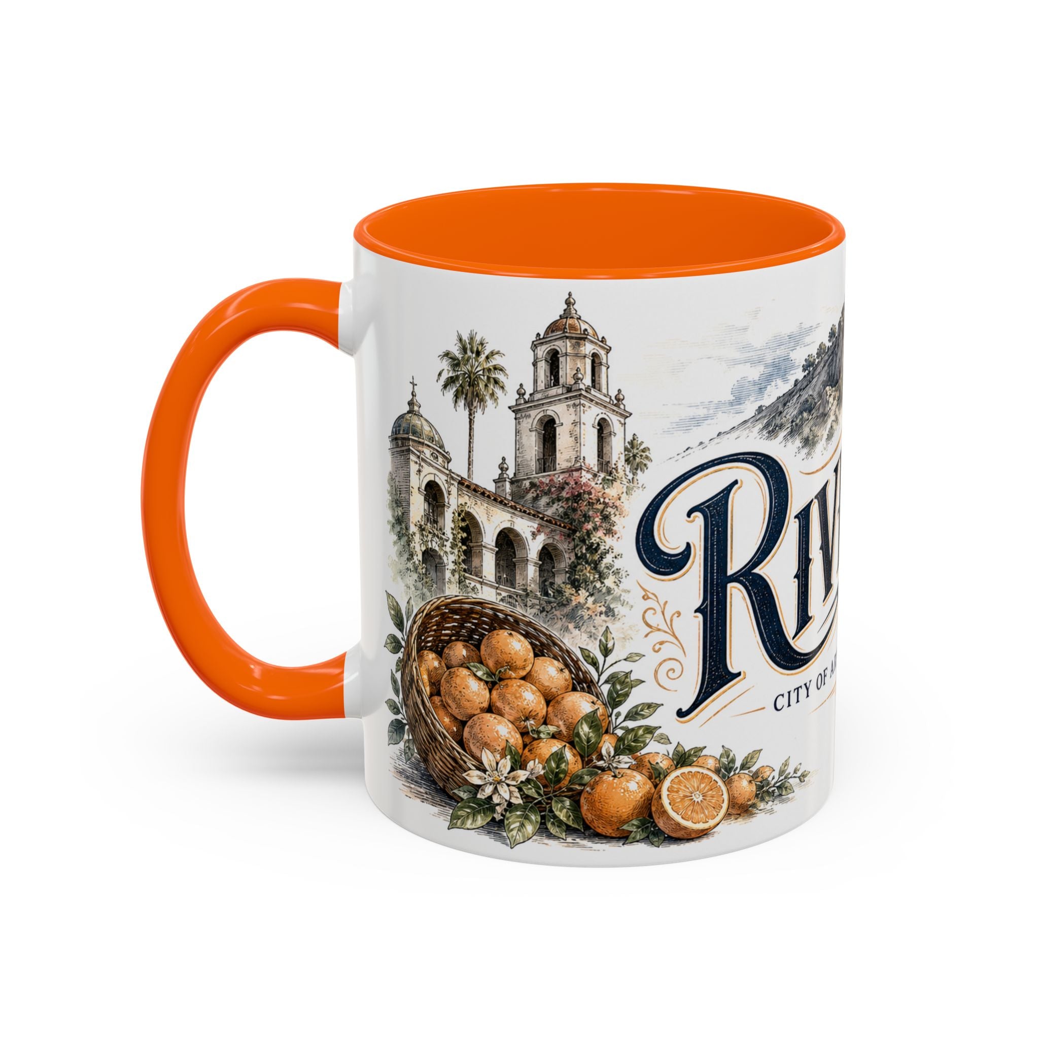 Riverside Coffee Mug | United States Travel Souvenir | Vintage Illustrated City Gift | 11 oz 15 oz Accent Mug