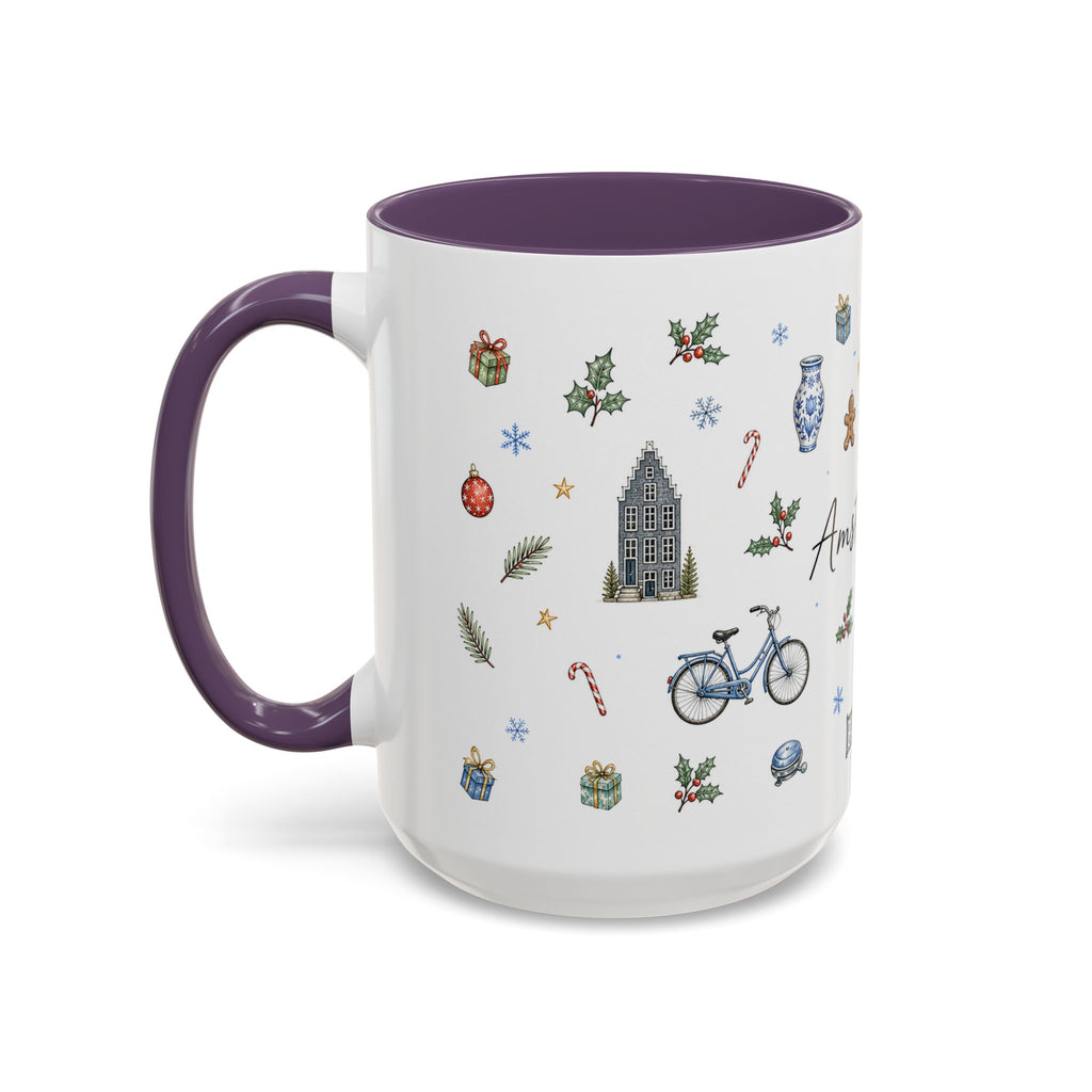 Amsterdam Christmas Watercolor Mug | Festive City Souvenir Coffee Cup