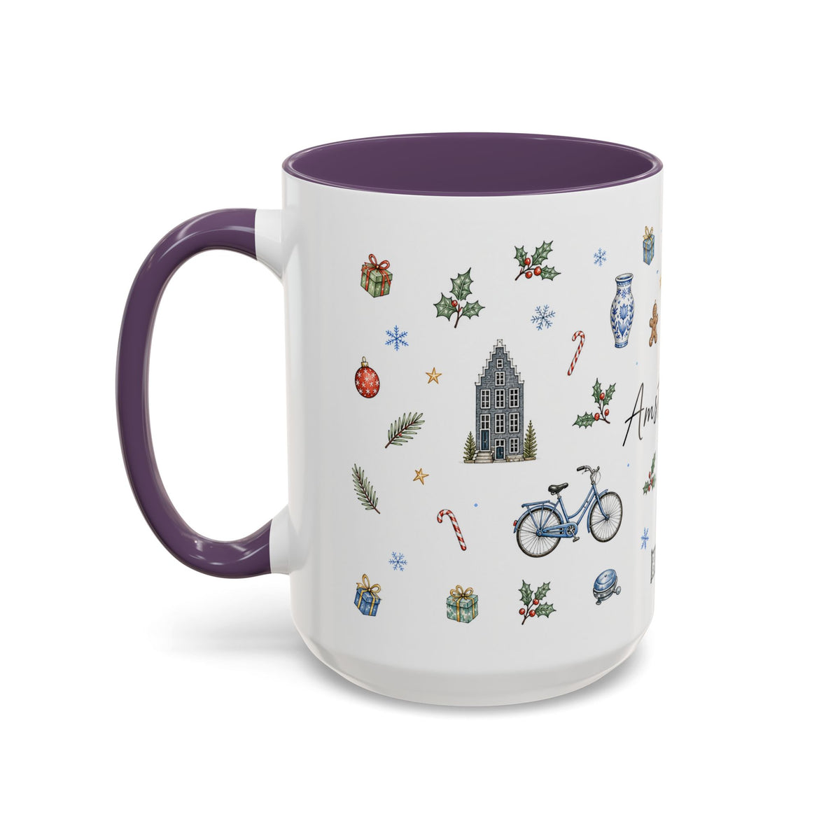 Amsterdam Christmas Watercolor Mug | Festive City Souvenir Coffee Cup