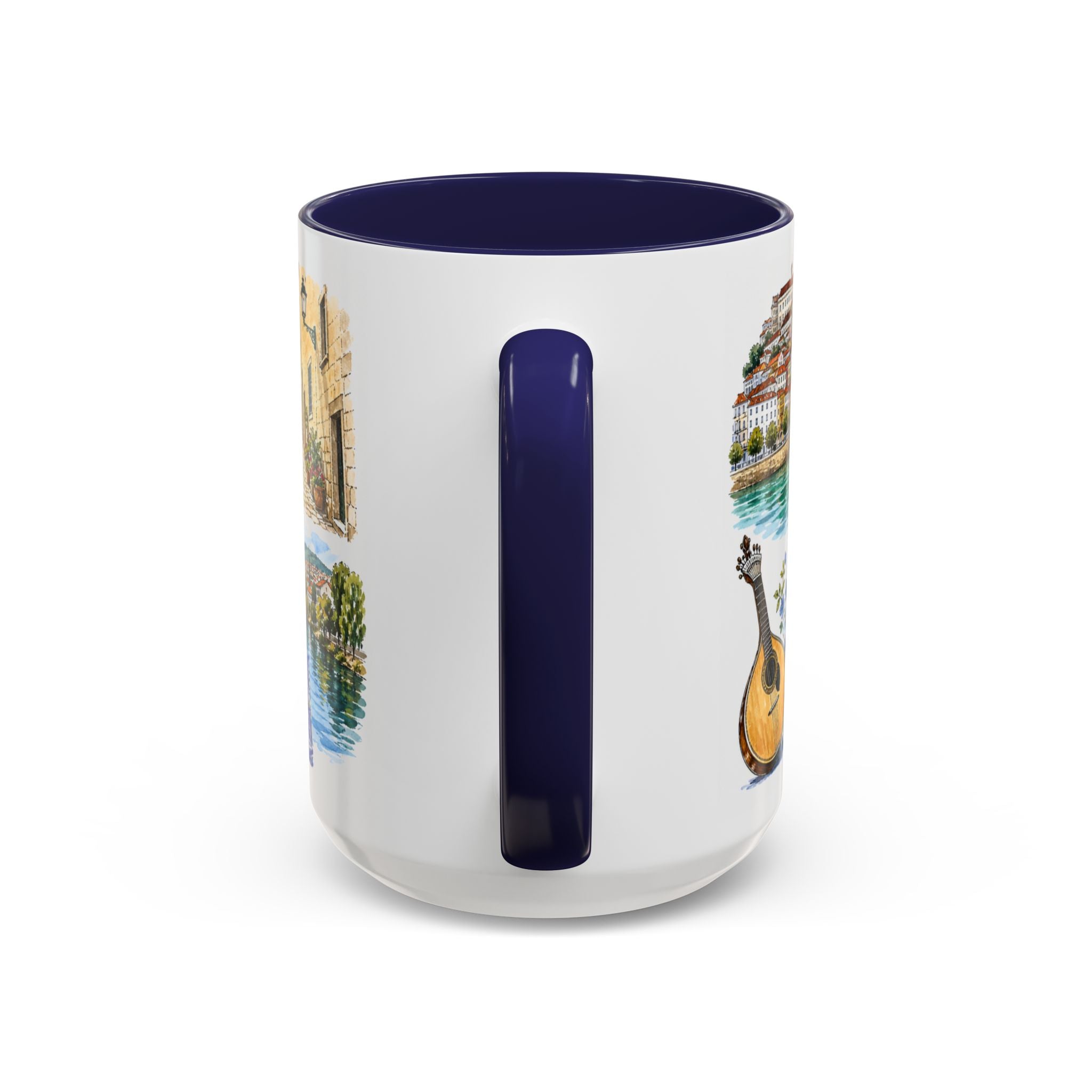 Coimbra Illustrated Travel Mug | City Souvenir Accent Coffee Mug | 11oz 15oz Ceramic Cup