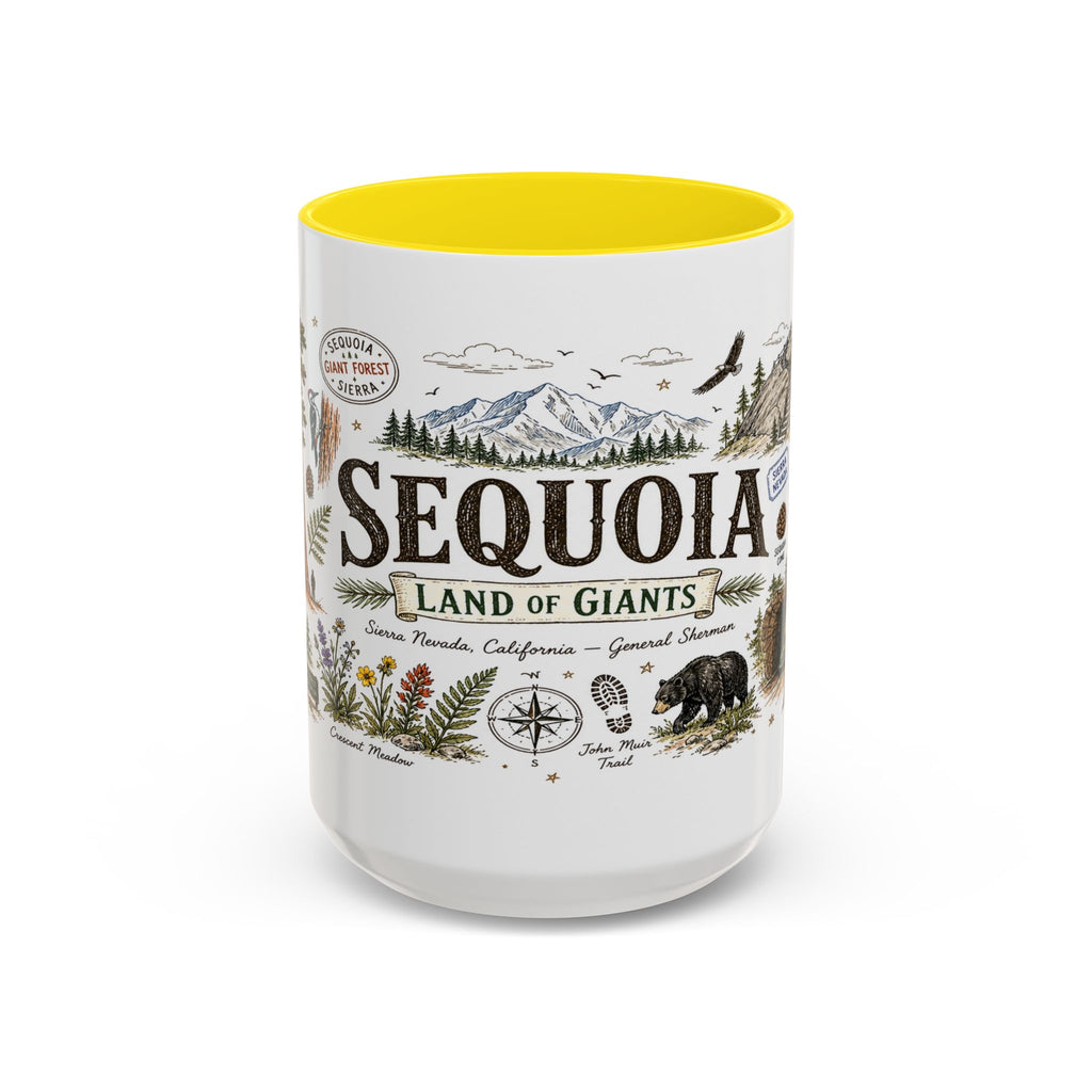 Sequoia Coffee Mug | National Park Hiking California Gift | Accent Color Ceramic 11oz 15oz