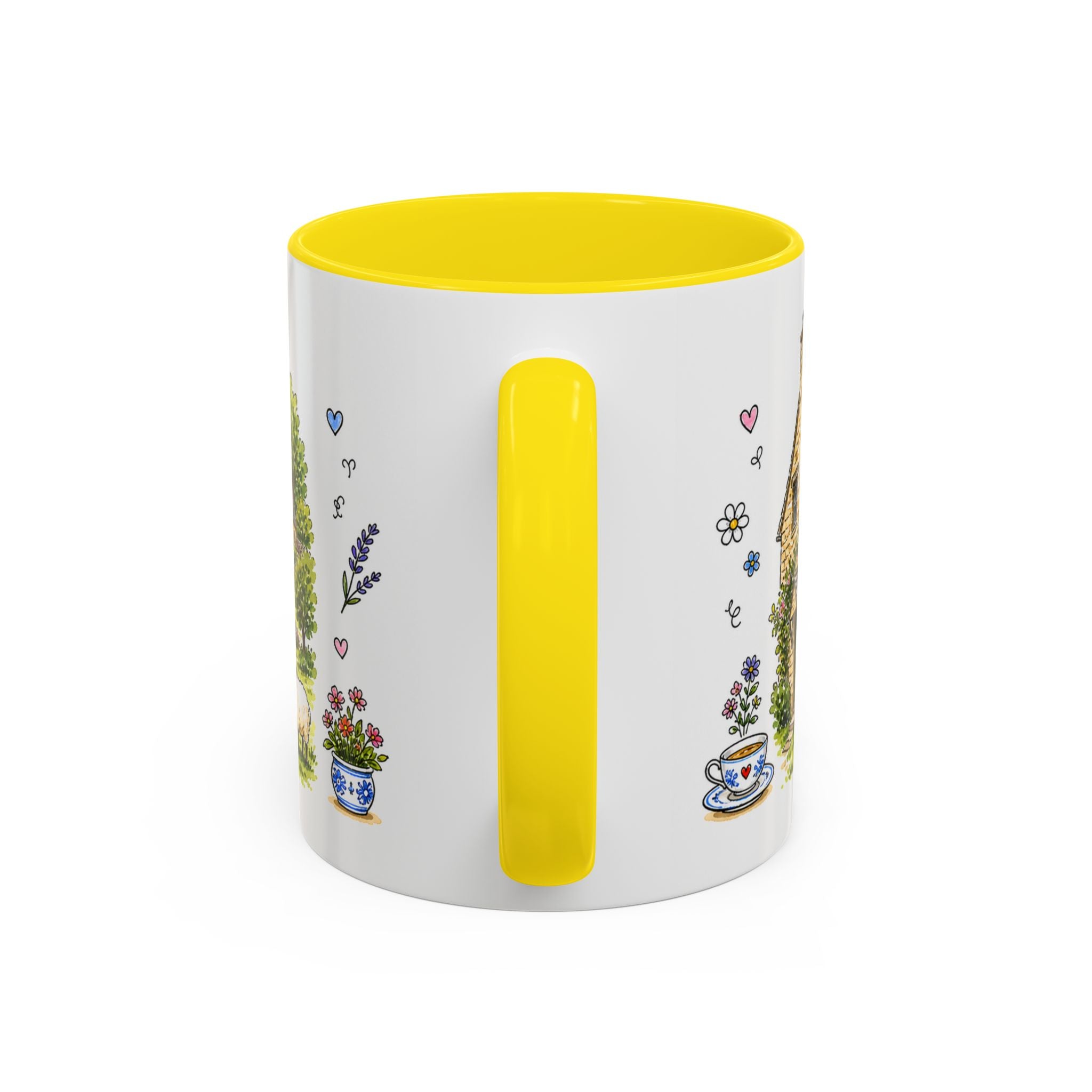 Bibury Illustrated Travel Mug | England Souvenir Accent Coffee Mug | 11oz 15oz Ceramic Cup