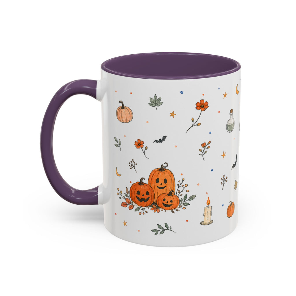 Friendly Ghost Halloween Mug | Pumpkin Flower Watercolor Gift | Accent Cup 11oz 15oz