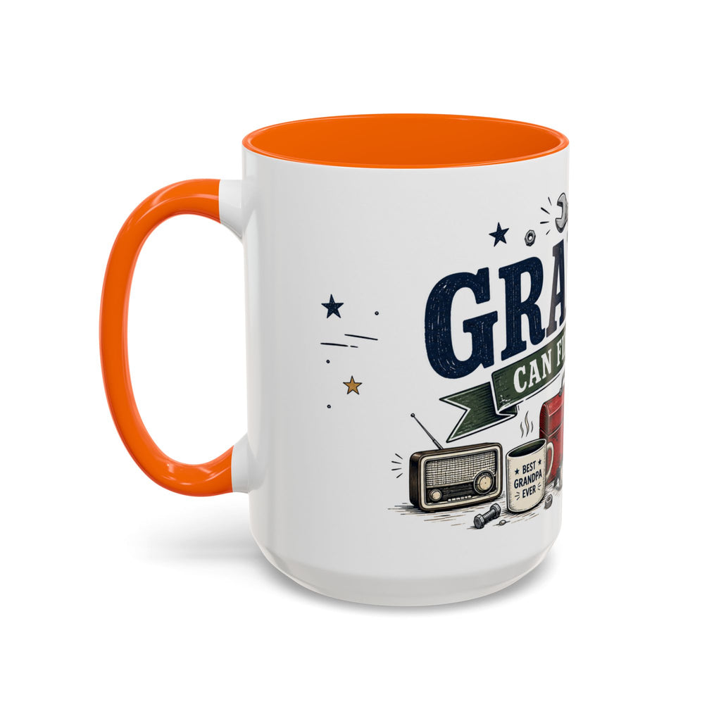 Grandpa Can Fix Anything Coffee Mug | Funny Gift From Grandkids | Accent Ceramic 11oz 15oz