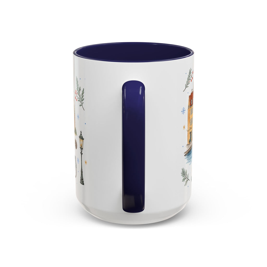 Copenhagen Christmas Mug | Watercolor Travel Souvenir | Holiday Gift | Accent Ceramic Coffee Cup 11oz 15oz