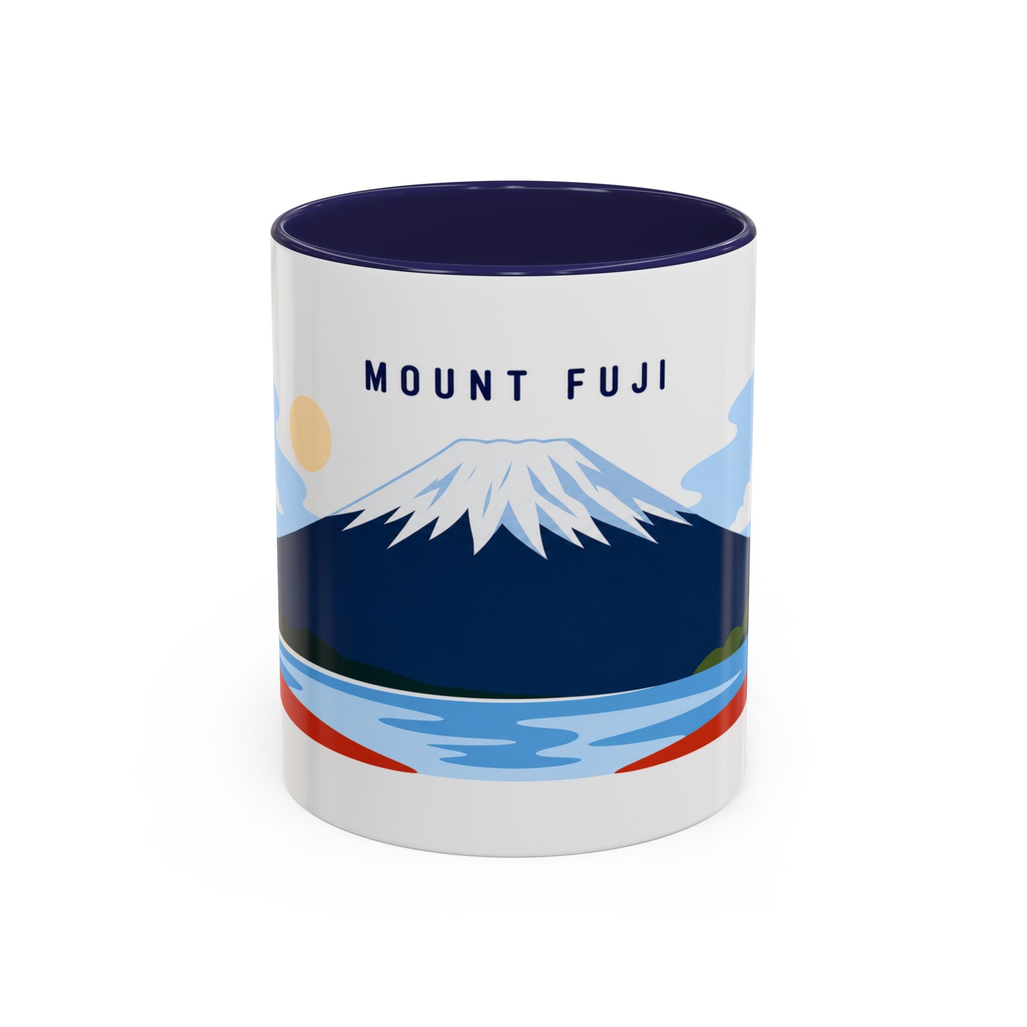 Mount Fuji Coffee Mug | Travel Destination Souvenir Gift | Accent Color Ceramic 11oz 15oz