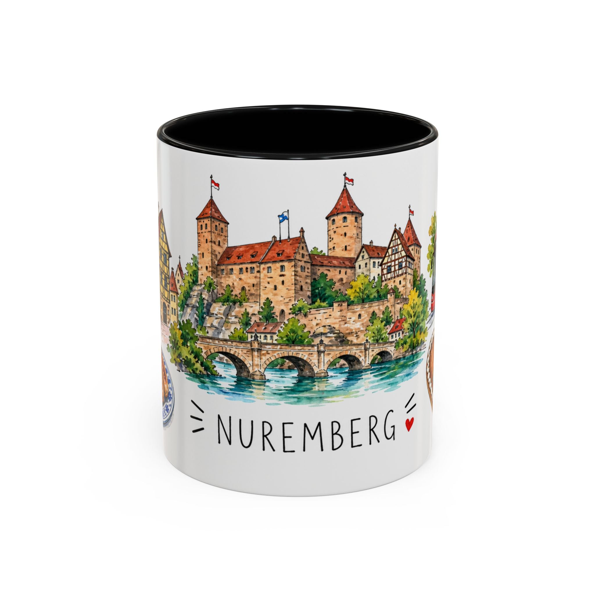 Nuremberg Illustrated Travel Mug | City Souvenir Accent Coffee Mug | 11oz 15oz Ceramic Cup