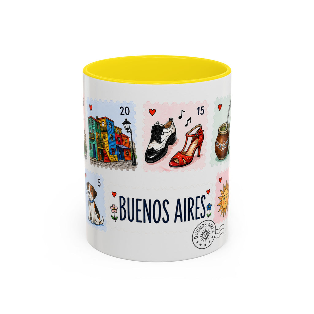 Buenos Aires Coffee Mug | Postage Stamp Collage Mug | Travel Souvenir Accent Cup 11oz 15oz