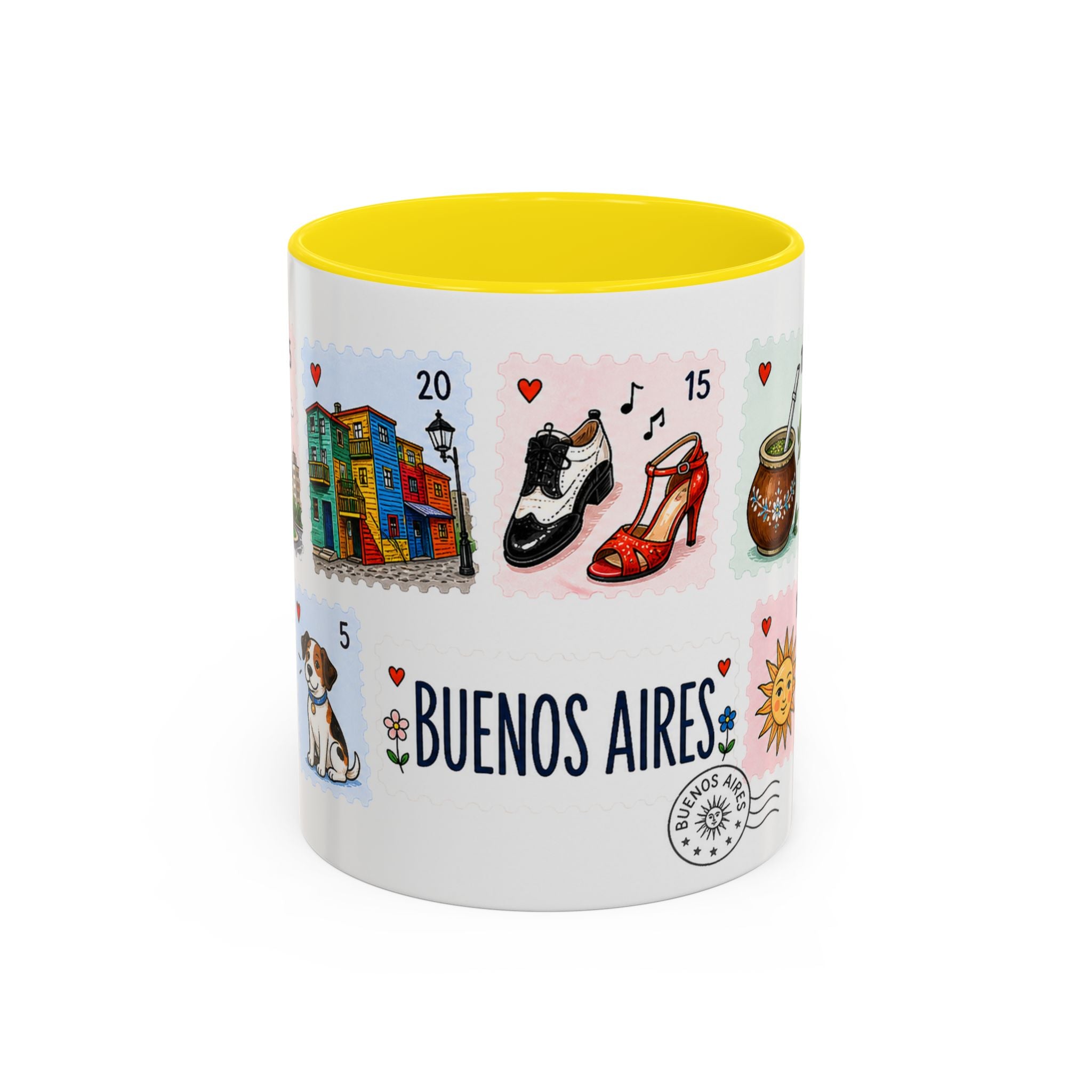 Buenos Aires Coffee Mug | Postage Stamp Collage Mug | Travel Souvenir Accent Cup 11oz 15oz