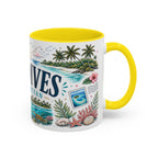 Maldives Coffee Mug | Travel Destination Souvenir Gift | Accent Color Ceramic 11oz 15oz