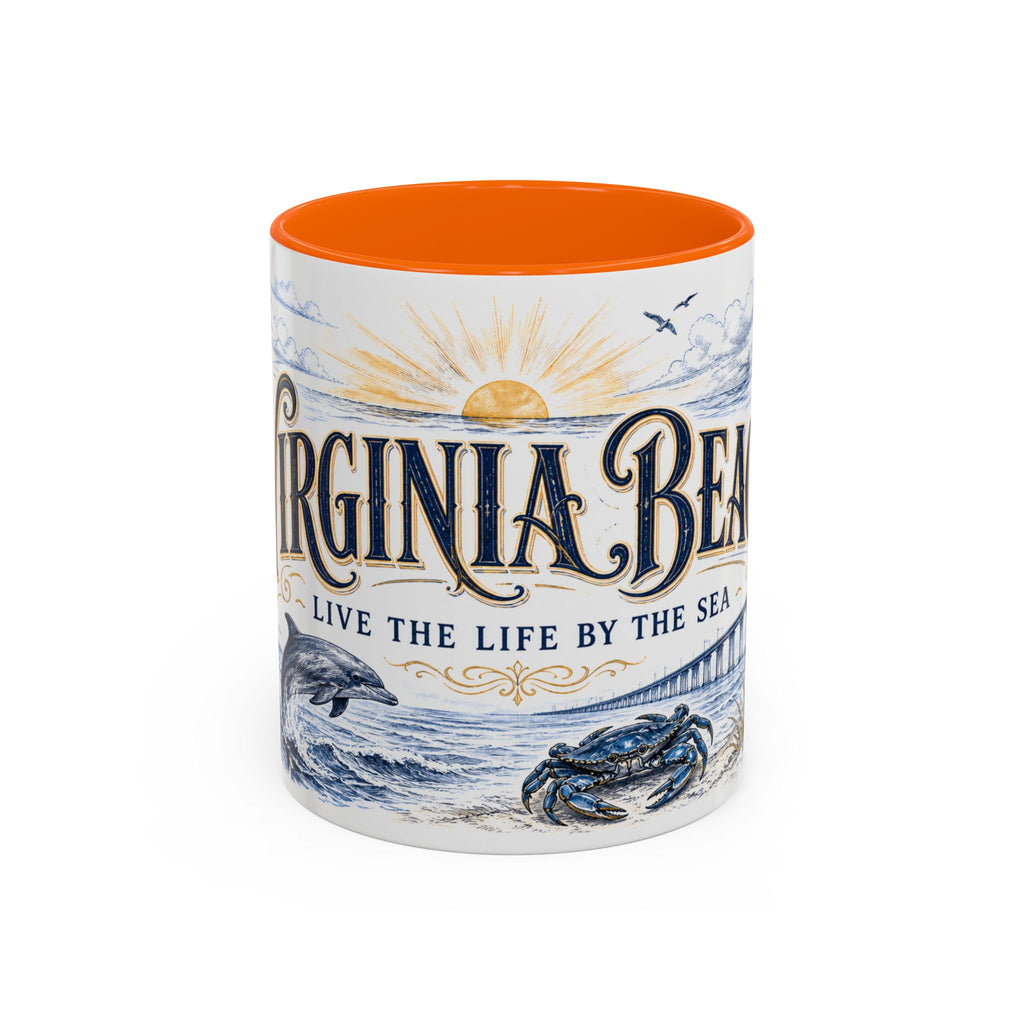 Virginia Beach Coffee Mug | United States Travel Souvenir | Vintage Illustrated City Gift | 11 oz 15 oz Accent Mug