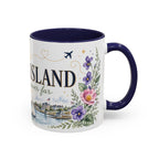 Rhode Island State Map Mug | Botanical Seaside Accent Cup (11oz or 15oz)