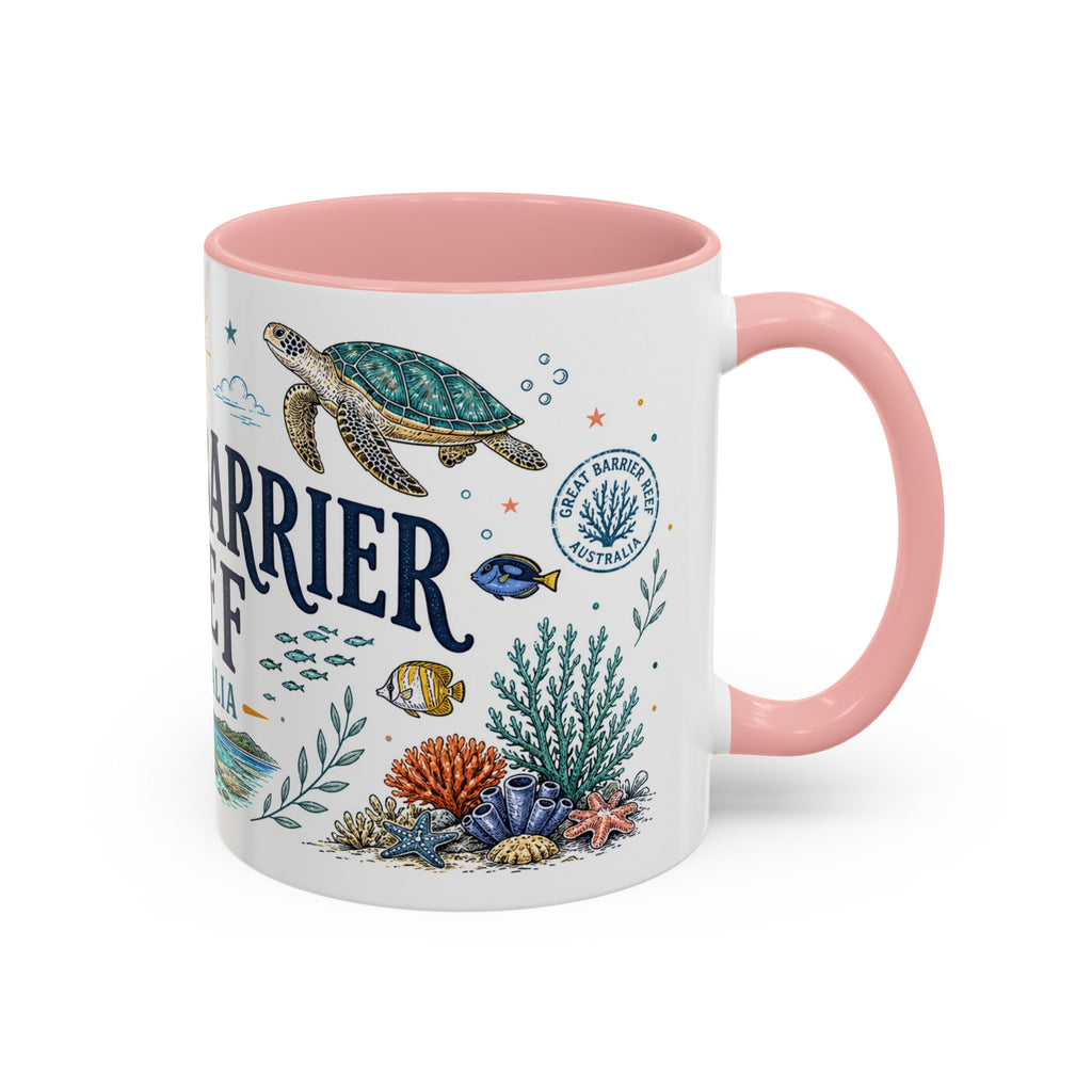 Great Barrier Reef Coffee Mug | Travel Destination Souvenir Gift | Accent Color Ceramic 11oz 15oz