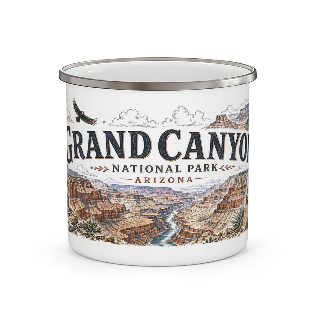 Grand Canyon National Park Vintage Enamel Camping Mug | 12oz National Park Hiking Gift