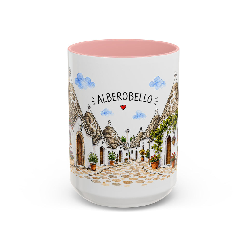 Alberobello Illustrated Travel Mug | Italy Souvenir Accent Coffee Mug | 11oz 15oz Ceramic Cup