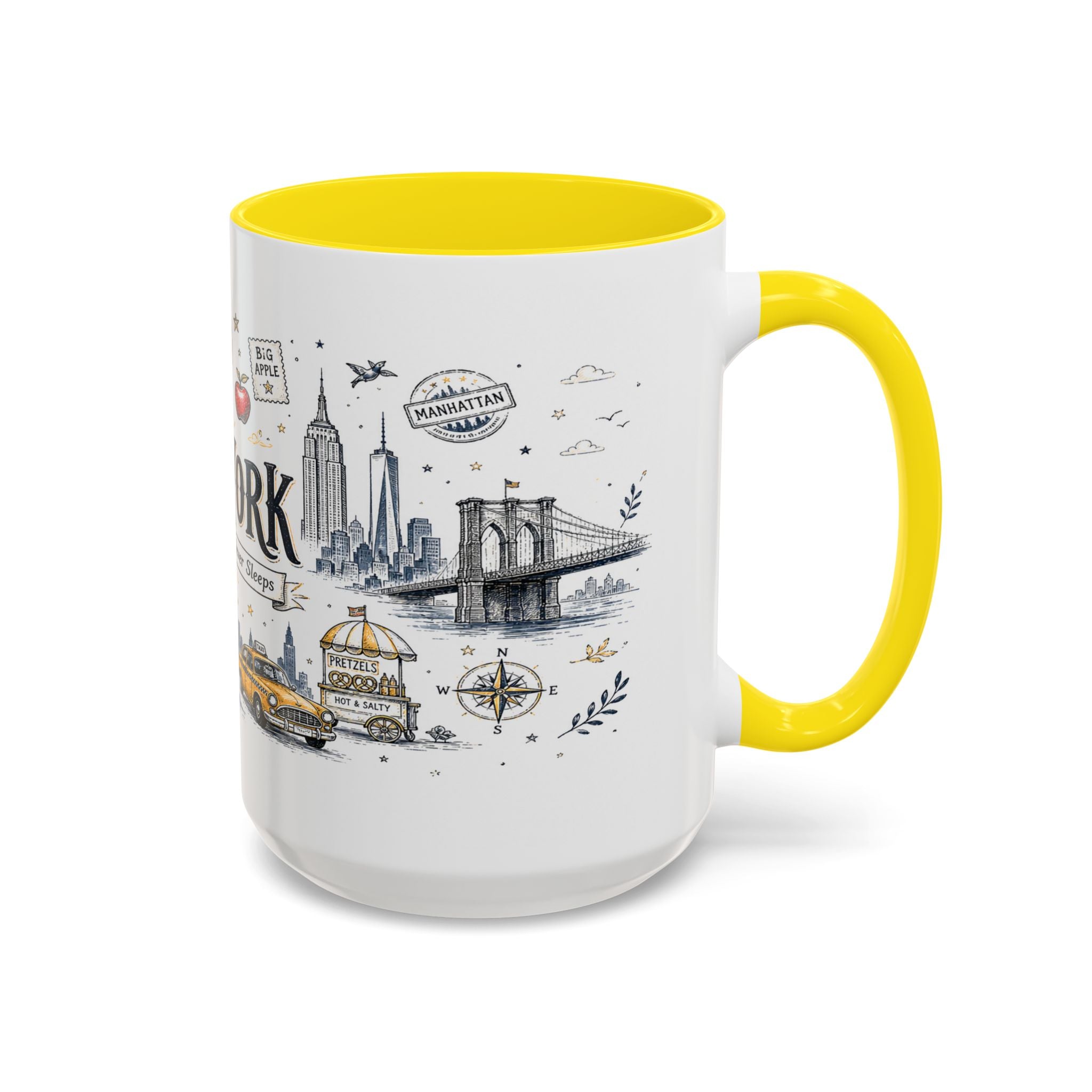 New York City Coffee Mug | New York Souvenir Travel Gift | Accent Color Ceramic 11oz 15oz