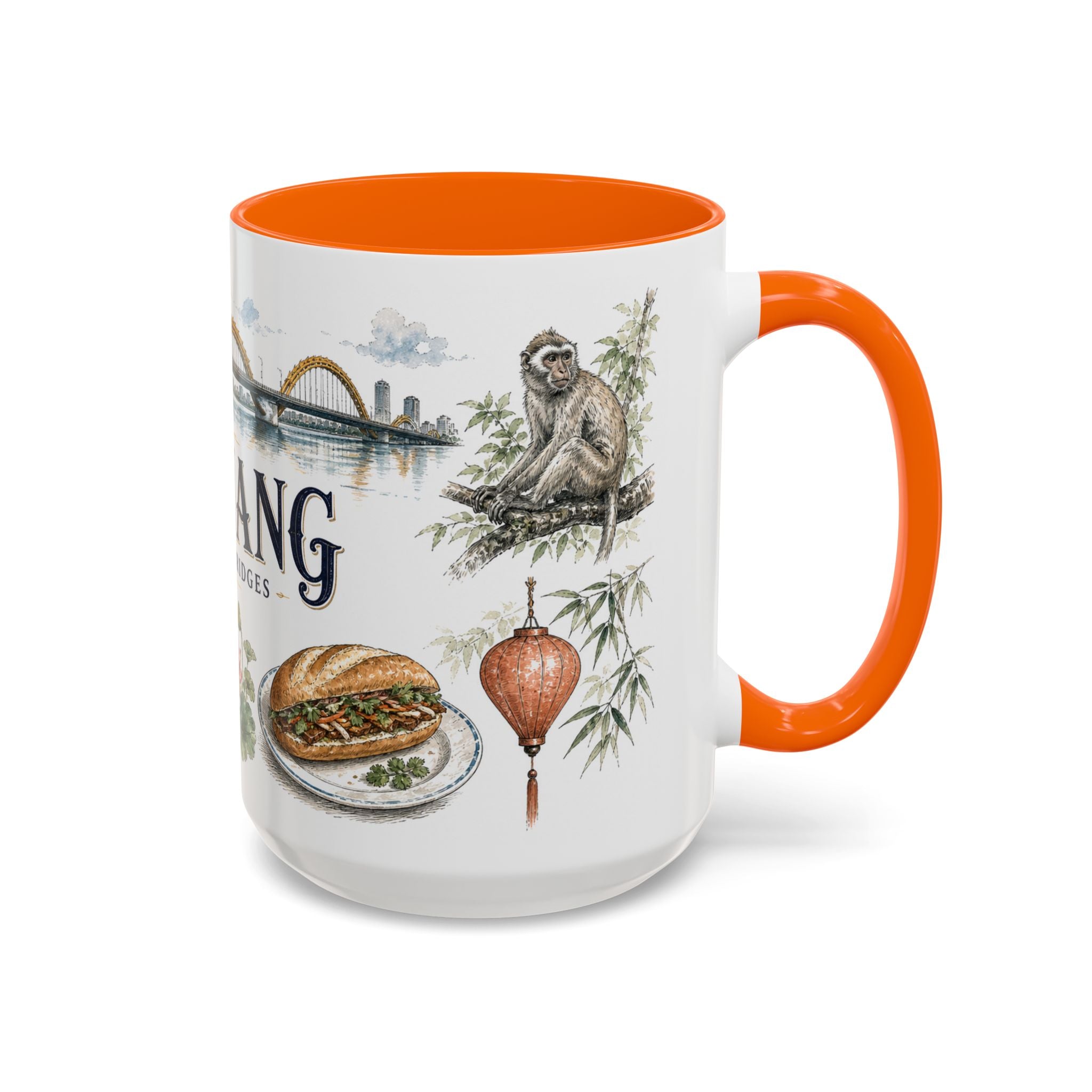 Da Nang Coffee Mug | Vietnam Travel Souvenir | Vintage Illustrated City Gift | 11 oz 15 oz Accent Mug