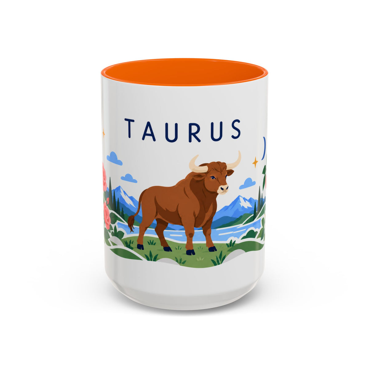 Taurus Zodiac Coffee Mug | Bull and Rose Design | Astrology Birthday Gift | 11 oz 15 oz Ceramic Accent Mug