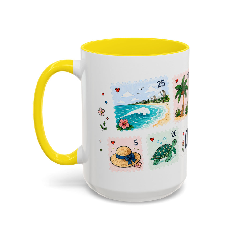 Cancun Coffee Mug | Postage Stamp Collage Mug | Travel Souvenir Accent Cup 11oz 15oz