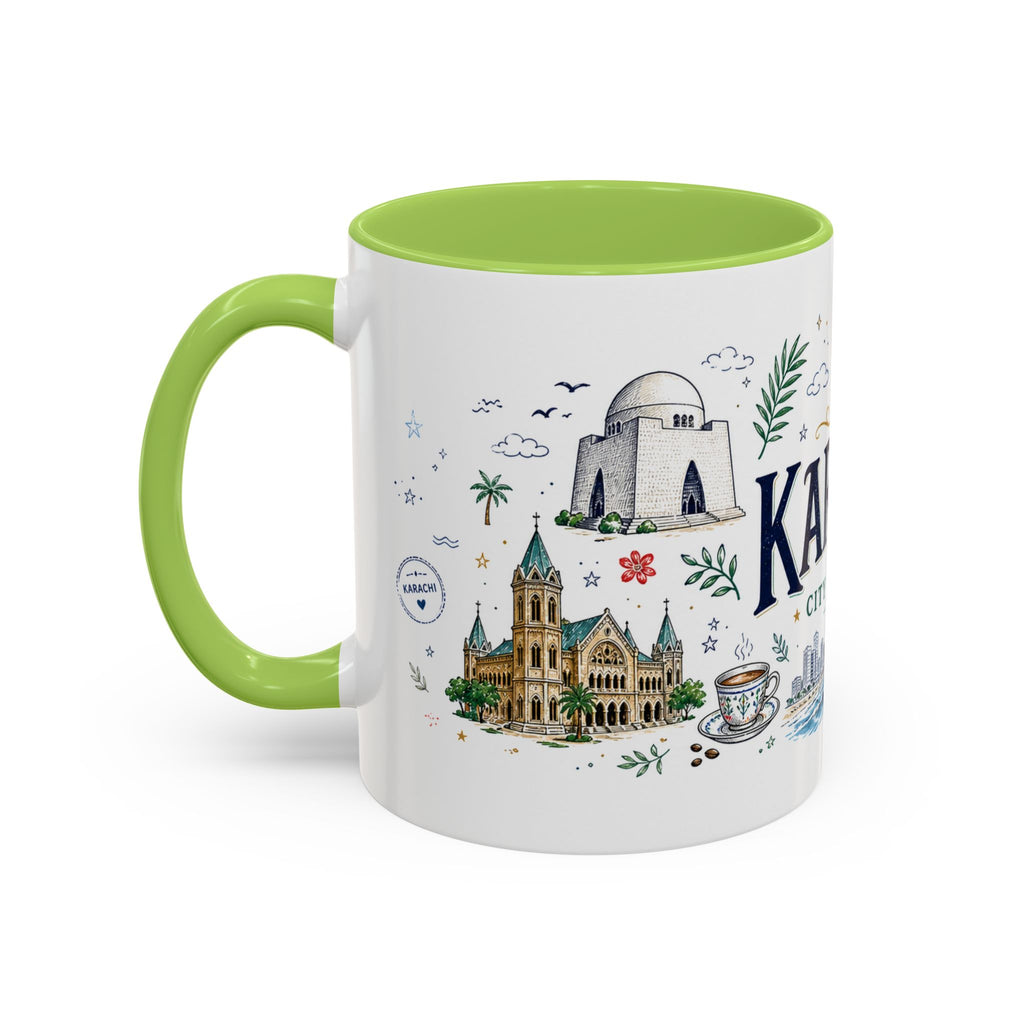 Karachi Coffee Mug | Pakistan Souvenir Travel Gift | Accent Color Ceramic 11oz 15oz
